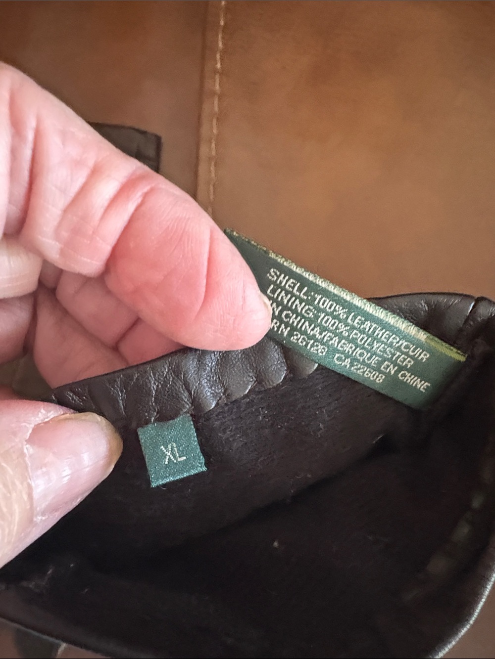 Ralph Lauren Brown Leather Embossed Detail Gloves - Picture 6 of 11
